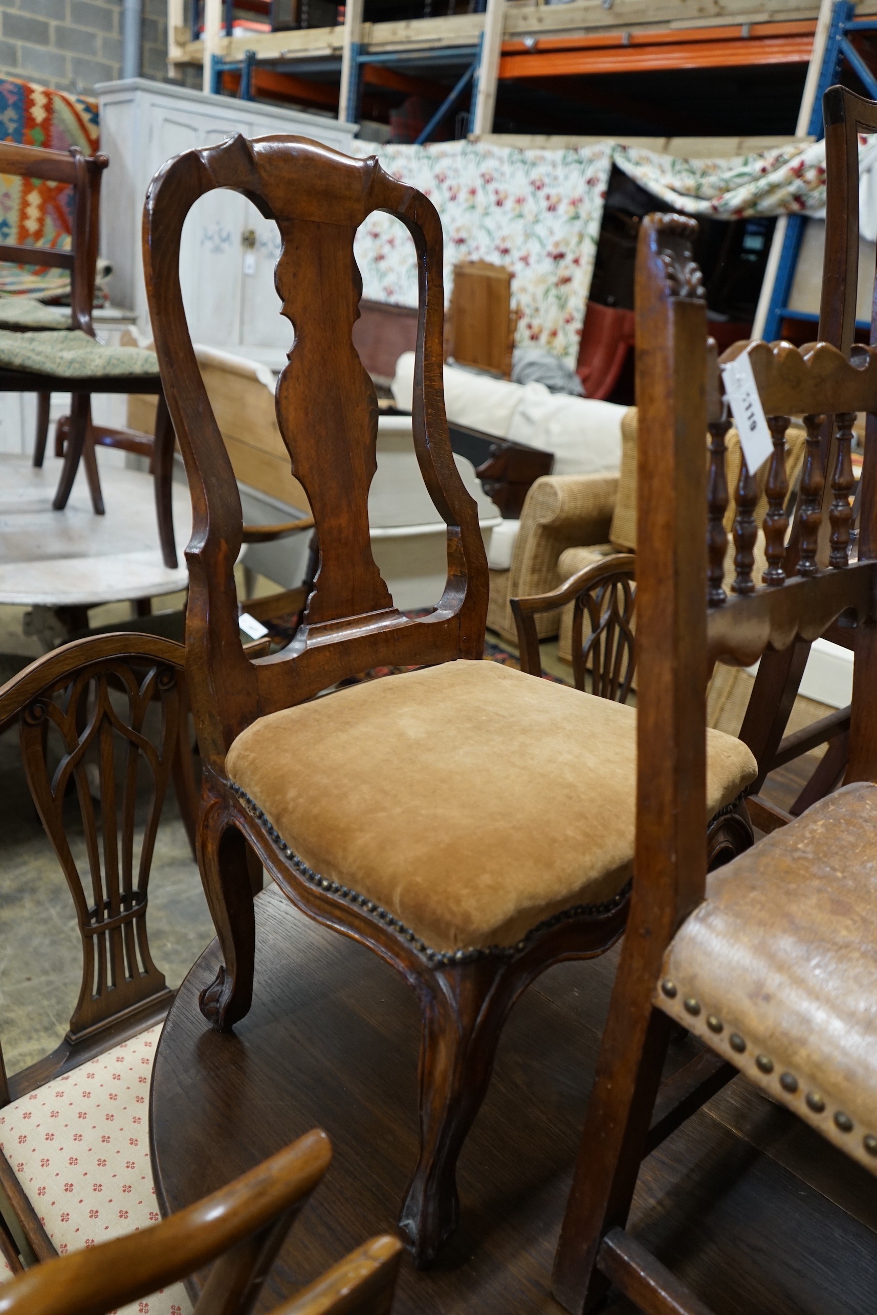 Two 18th century style beech and walnut child's chairs